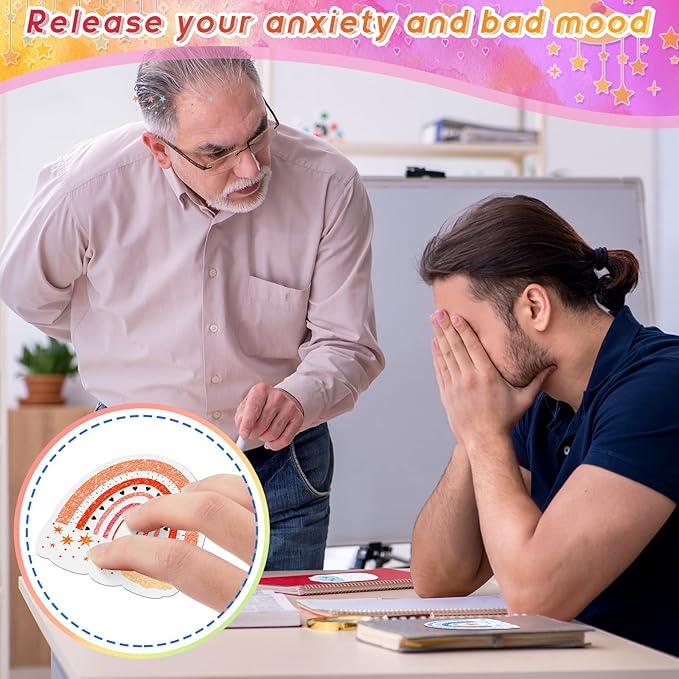 36 Pcs Anxiety Sensory Stickers Mental Health Stickers Fidget Textured Strips Toys Adhesive Tactile Calm Relief Items for Adults Desk School Counselor Classroom(Boho Style)