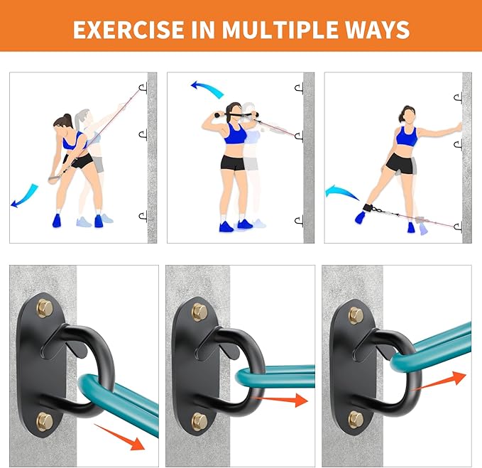 3-Pack Resistance Band Wall Anchor, Workout Wall Mount Anchor, Wall Mount Bracket for Suspension Straps, Space Saving Workout Equipment for Strength Training, Home Gym