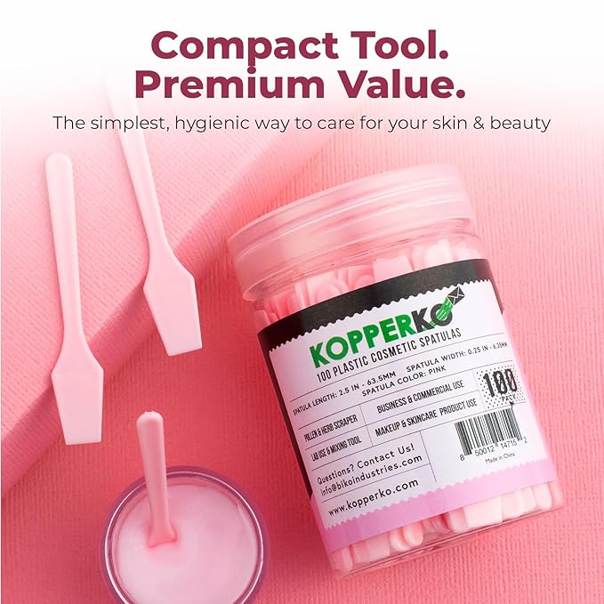 Cosmetic Spatulas (2.5”, 100 Pack) - Small Plastic Spatula for Cosmetics, Creams & Crafts | Essential Esthetician Supplies | Makeup Spatula or Multipurpose Mini Applicator for Skincare | Pink