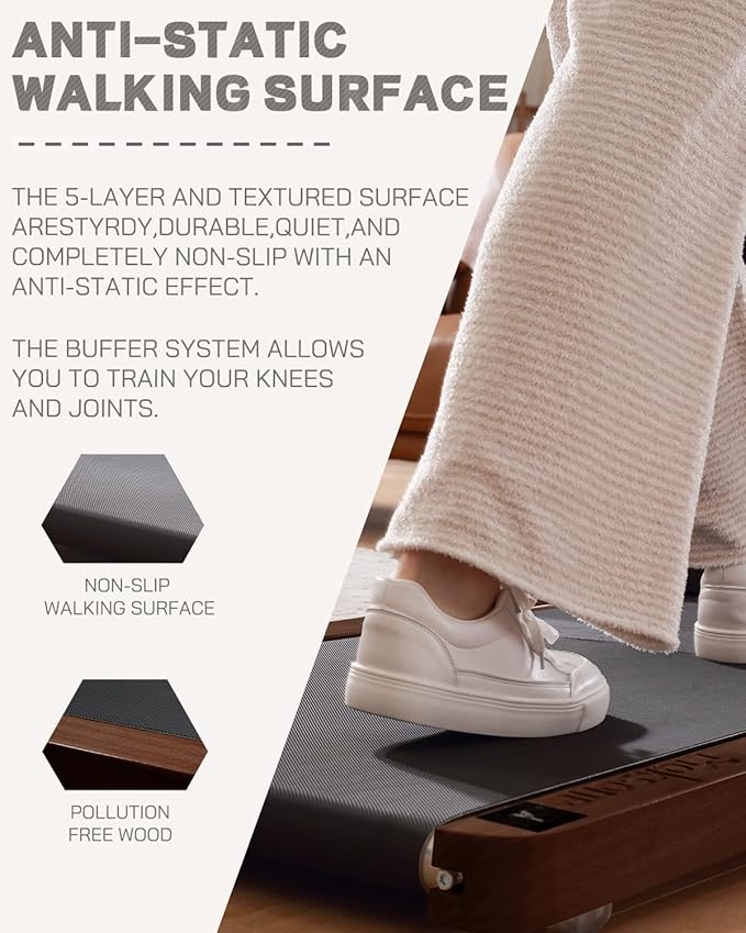 Maksone Portable Walking Pad with Remote Control,Wooden Office Treadmill for Home&Work，LED Dispaly Under Desk Treadmill