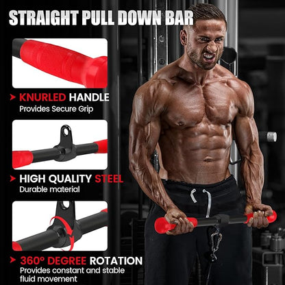 V-shaped Bar Straight Rotating Bar Curl LAT Pull Down Bar D Handle Double D Row Handle With PU Grip Environmentally Odorless, Lat Pulldown Attachments Cable Machine Attachment for Home Gym