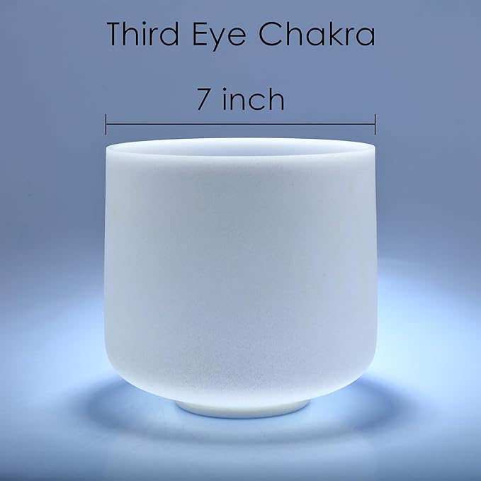 TOPFUND 7 inch A Note Crystal Singing Bowl Third Eye Chakra Meditation Sound Healing