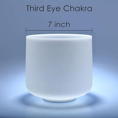 TOPFUND 7 inch A Note Crystal Singing Bowl Third Eye Chakra Meditation Sound Healing