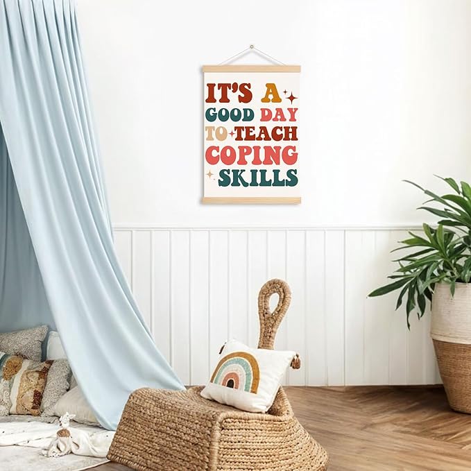 DNEULYR It's a Good Day to Teach Coping Skills Mental Health Wall Art Poster, Motivational Psychology Wall Decor for Classroom Therapy Office School Counseling Office, 12x16 Inches