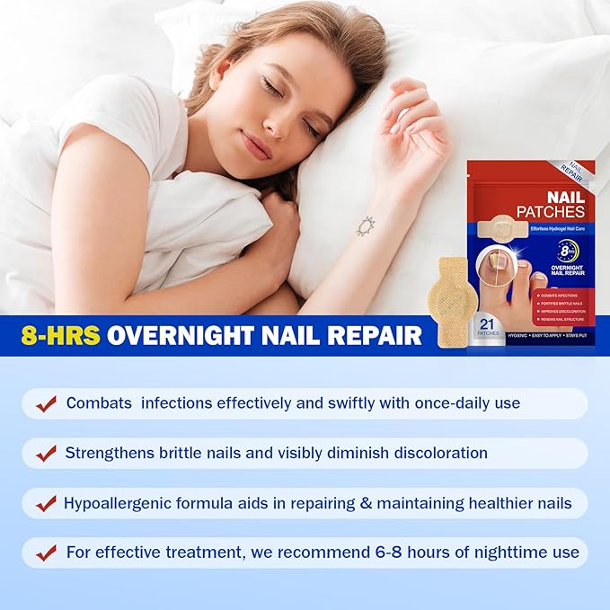 Toenail Treatment Extra Strength 42pcs, Nail patches for Toenails, Overnight Toe Nail Treatments, Nighttime Nail Repair for Thick, Brittle and Discolored Toe Nail, Strengthen Damaged Foot Nails