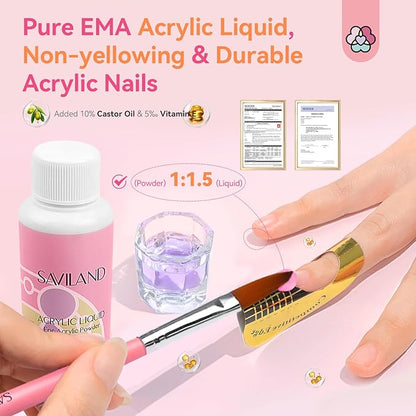 SAVILAND Acrylic Nail Kit with Drill: Professional Nail Kit Acrylic Set for Beginners with Everything Gel Polish U V Light Decorations for Home Salon Gift Set
