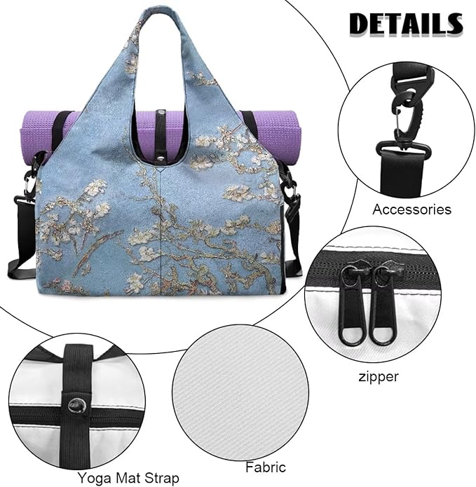 Yoga Mat Bag for Women Men Large Carryall Tote with Adjustable Shoulder Strap for Gym Yoga Travel Pilates Office