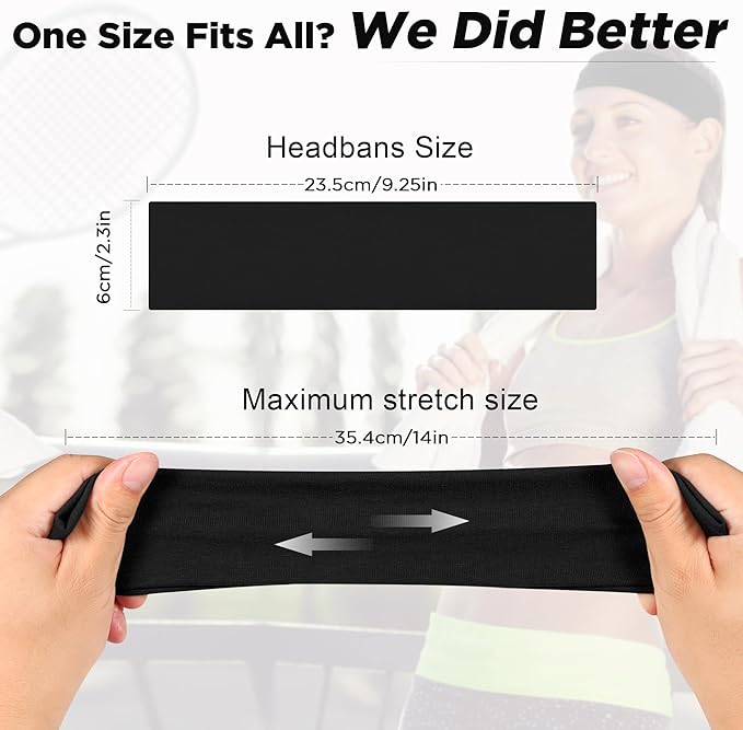 Headbands for Women - 12Pcs Non-Slip Cotton Cloth Headbands for Women's Hair Accessories,Fashion Sports Hair Bands & Ties,Soft Fabric for Yoga,Running,Workout