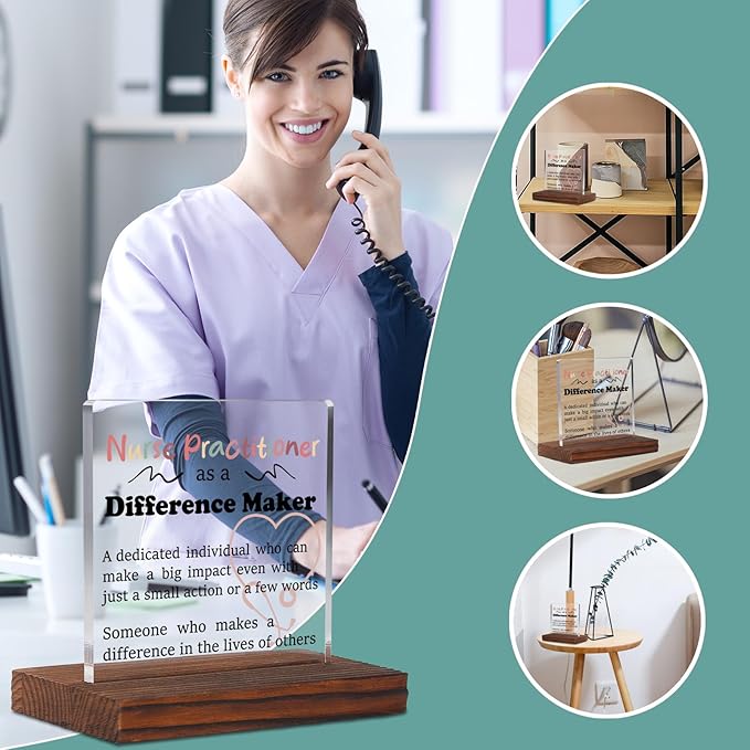 Appreciation Gifts for Nurse Practitioner Clear Desk Decor Sign, Thank You Gifts for Nursing Students Graduation, Difference Marker Nurses Week NP Recognition Office Desk Sign Plaque TZD35