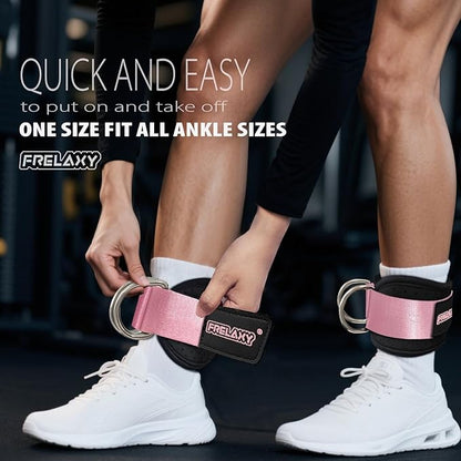 Frelaxy Ankle Straps for Cable Machine – Comfortable & Durable Leg Straps for Kickbacks, Glute Workouts, and Lower Body Exercises – Perforated Neoprene Padding & Tapered Fit