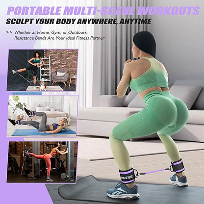 Ankle Resistance Bands with Cuffs for Women & Men - 3-Level Adjustable Leg & Glute Workout Equipment, Portable Home Gym Exercise Bands for Kickbacks, Hip Thrusts, Yoga, Strength Training