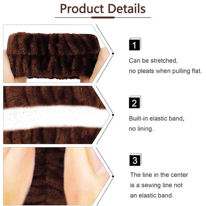 VELSCRUN Spa Headbands for Wash Face, Makeup Headband, Facial Skincare Headbands, 5 Pcs Dark Brown Puffy Sponge Spa Headband Bow Tie Hair Band Hair Clips Wristband Set Women Girls Accessories