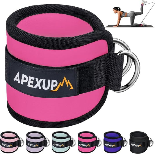 APEXUP Ankle Strap for Cable Machine, Ankle Resistance Bands, Cable Kick Back Straps for Gym, Glute Workouts, Leg Extensions, Adjustable Straps with Neoprene Padding