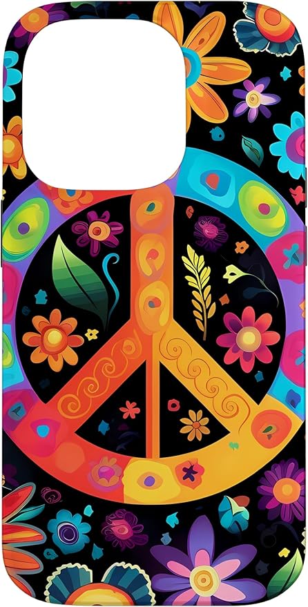 iPhone 14 Pro Peace Sign Hippie Floral Case
