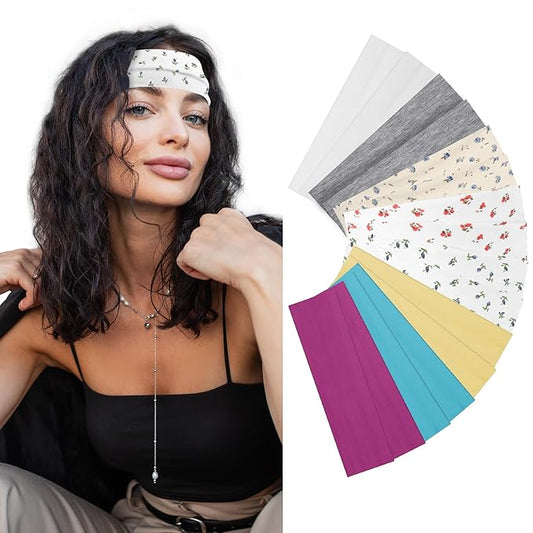 16Pcs Headbands for Women - Multicolor Absorb Sweat Non Slip Absorb Sweat Sports Hair Bands（ Soft Cotton Cloth Stretchy Headbands ）（Suitable for Fitness Yoga Outdoor Exercise ）