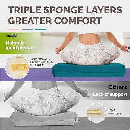 Yes4All Triple-Layer Sponge Yoga Bolster Pillow for Restorative Yoga & Meditation - Versatile Yoga Support Pillow, Balance & Poses Modification