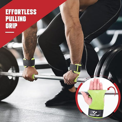 Weight Lifting Wrist Strap, Double Layer Leather Wrist Strap for Deadlift and Powerlifting, Adjustable Neoprene Padded Gym Workout Lifting Hooks (Pair)