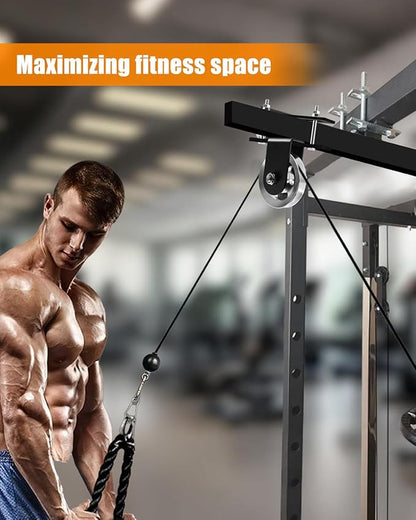 Home Gym Pulley System LAT Pulley Machine, Heavy Duty 304 Steel Cable Pulley System for Power Cage with Quiet Aluminum Pulley