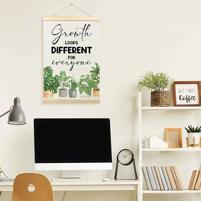 TLESKE Classroom Mental Health Poster Hanger Frame, Positive Affirmations Hanging Wall Art Room Decor for School Counseling Therapy Office, Growth Looks Different for Everyone Prints Pictures, 16x24