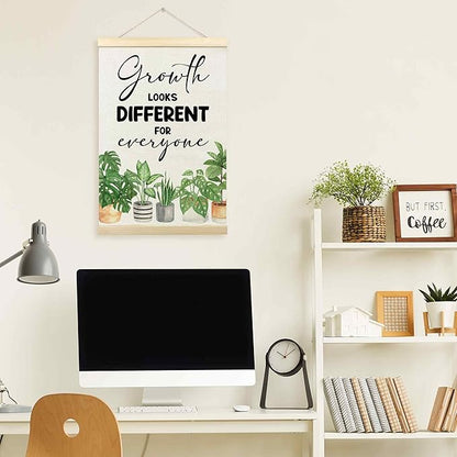 TLESKE Classroom Mental Health Poster Hanger Frame, Positive Affirmations Hanging Wall Art Room Decor for School Counseling Therapy Office, Growth Looks Different for Everyone Prints Pictures, 16x24