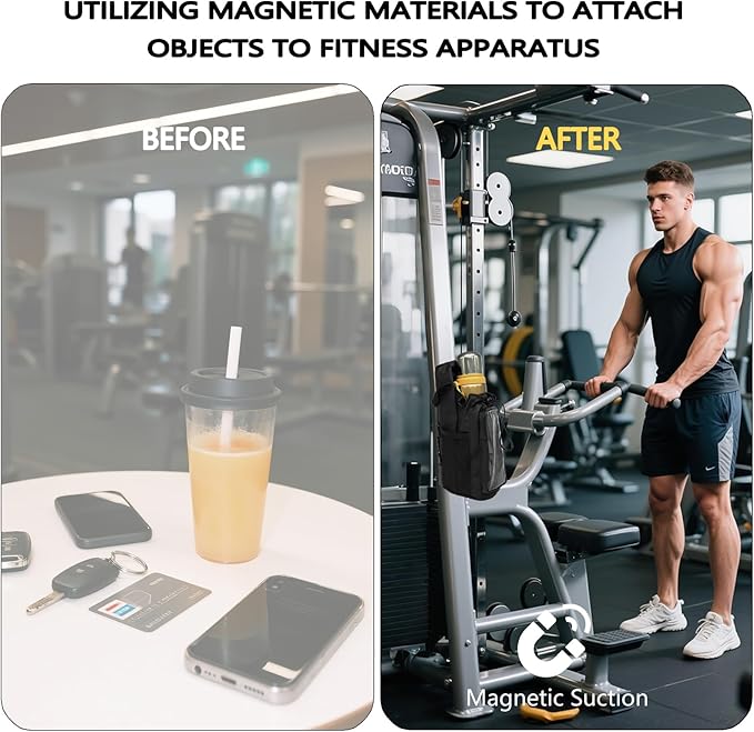 Premium Magnetic Gym Bag for Men & Women - Adjustable Strap,Magnetic Large Water Bottle Holder - Ideal for Fitness, Travel & Sports