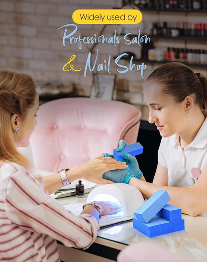 Maryton Nail Buffer Blocks, Fine Grit 180/240 Professional Salon Quality 3 Way Blue Buffing Blocks for Natural Nails - Buff Nails Prior to Application of Gel Polish, Acrylic, 5 Count