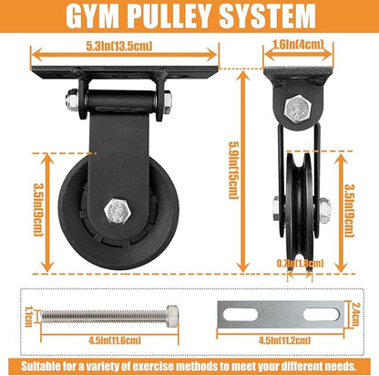 KORIKAHM Power Rack Pulley Attachment, LAT Pulldown Machine - Cable & Weight Dual Pulley System for Home Gym Strength Training, Power Racks