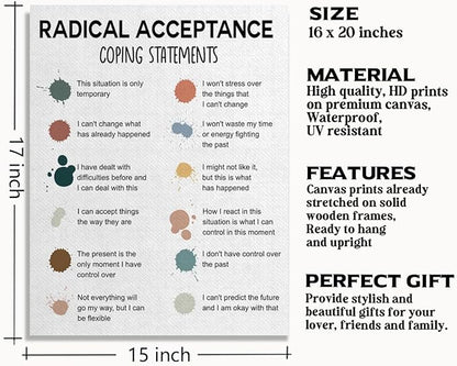 Mental Health Décor, Mental Health Posters, School Counselor Supplies, Canvas Wall Art, DBT Poster, Therapist Office Decor, Radical Acceptance Canvas Poster 14x17 inch