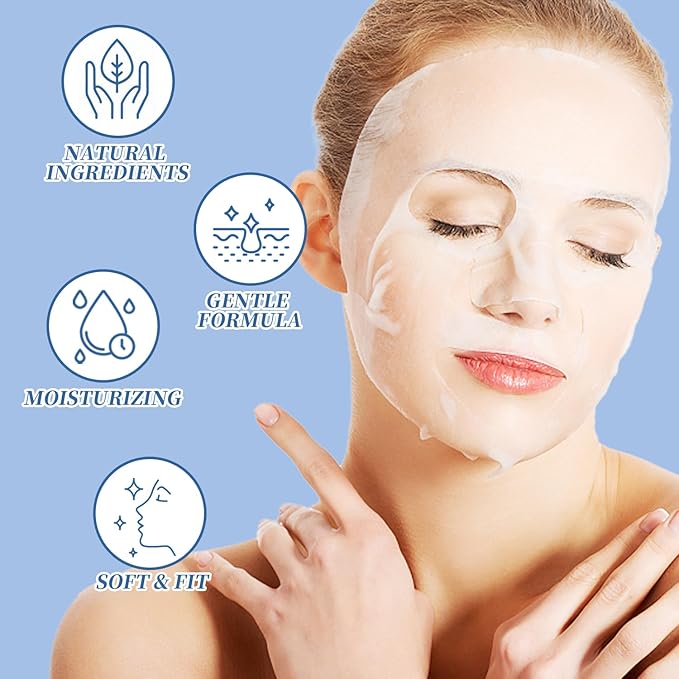 24 Pack Face Masks Skincare for Women, Hydrating & Nourishing Facial Masks for All Skin Types, Gentle Face Masks for Sensitive Skin, Bulk Spa Facial Mask Gift Set
