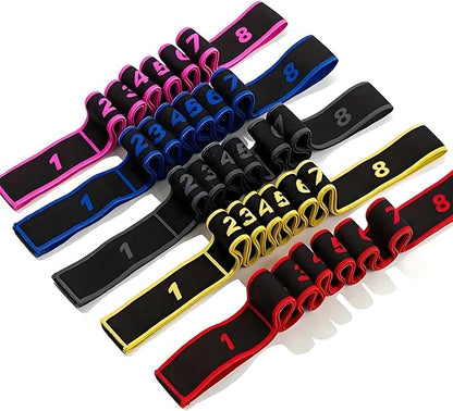 2 PCS Kids Dance Stretch Straps - Multi-Loop Adjustable Exercise Bands - 8 Loops (Pink)