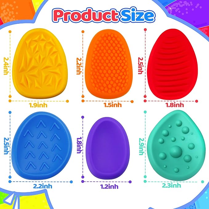 Sensory Fidget Toys for Kids Adults 12 PC Silicone Worry Stone Travel Toy for Autism ADHD Teens Calm Down Quiet Anxiety Fidgets for Classroom Stress Toy Christmas Stocking Stuffer Gift for Kid Toddler