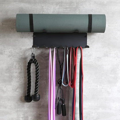 Multi-Purpose Gym Equipment Storage Rack Resistance Bands Storage Hanger Barbell Rack Heavy Duty Gym Rack for Exercise Bands, Lifting Belts and Jump Ropes