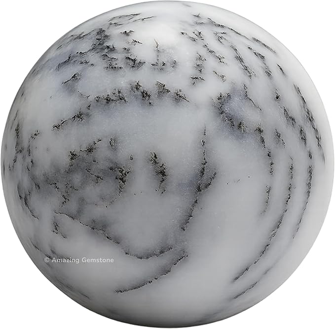 Amazing Gemstone Dendrite Opal Crystal Ball with Stand - 2 Inches Crystal Sphere Meditation Balls for Witchcraft and Decorative Balls