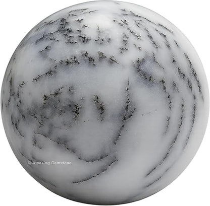 Amazing Gemstone Dendrite Opal Crystal Ball with Stand - 2 Inches Crystal Sphere Meditation Balls for Witchcraft and Decorative Balls