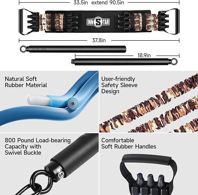 Innstar Multi-Function Resistance Bands for Working Out, Push Up Exercise Bands Resistance Bands Set for Bench Press Gym Equipment, Home Workout, Travel Portable