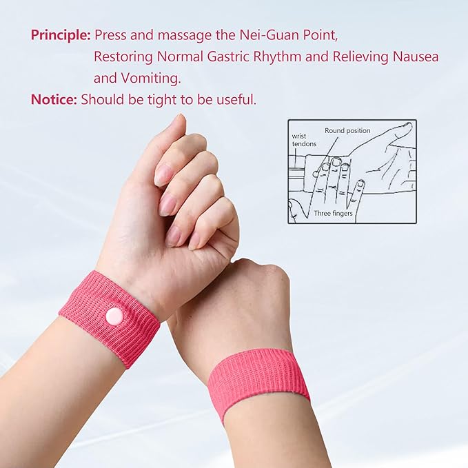 Motion Sickness Wristband, Anti-Nausea Acupressure Wrist Band for Nausea Relief, Dizziness and Vomiting from Car Sea Boat Flying Travel Sickness for Adults and Kids (Multicolor, Small, 6 Pairs)