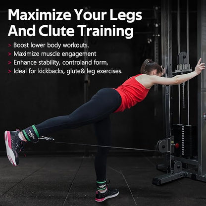 WALITO Gym Ankle Straps for Working Out - Glute Ankle Cuff Kickback Strap, Gym Cable Machine Accessories for Women Glute Leg Extensions, Hip Abductors & Lower Body Exercises Equipment