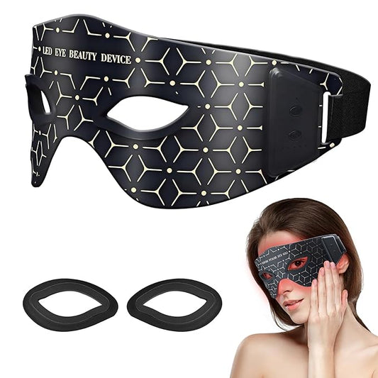JVV Red Light Therapy for Eyes,Anti-Aging Wrinkle Reduction Dark Circle Remover, 5 Modes therapy mask, Adjustable Strap,Red & Infrared Daily Skin Rejuvenation Christmas Gifts