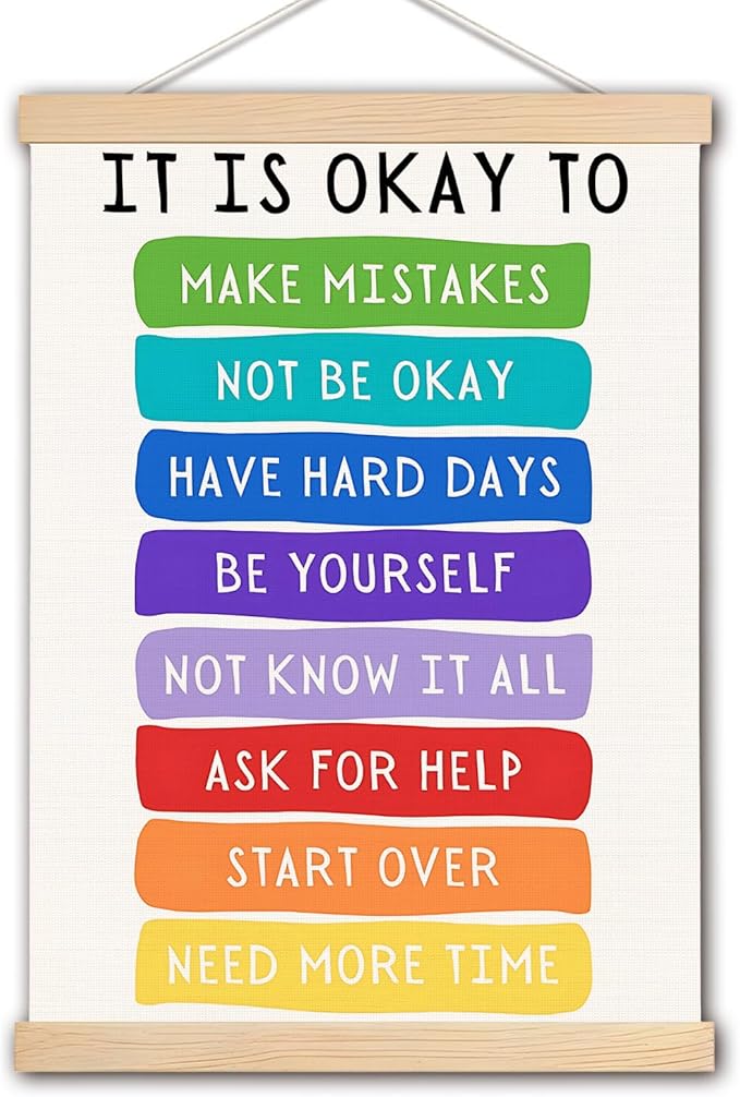 DNEULYR It's Okay Not to Be Okay Mental Health Poster Hanger Frame, Wall Decor, Wall Art Banner for Classroom School Counselor Office Therapy Office, 12.5x17 Inch
