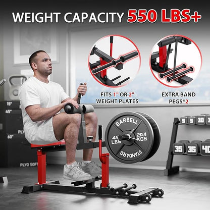 GMWD Adjustable Seated Calf Raise Machine with Band Pegs for Leg Training and Exercise - Home Gym Equipment
