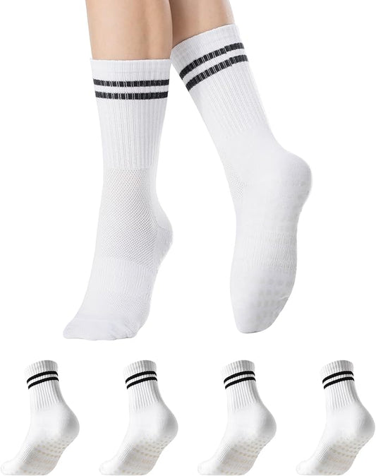 CoolMate Pilates Socks with Grips for Women, Yoga Socks, Crew Non Slip Women for Workout, Barre, Pilates Gifts