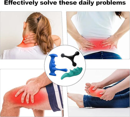 Manual Trigger Point Massage Tool and Thumb Saver for Full Body Deep Tissue Massage, Set Include 1 Green Thumb Protector Tool 1 Palm Urchin Massage Tool Hand Held 4-Legged Massage Knobs