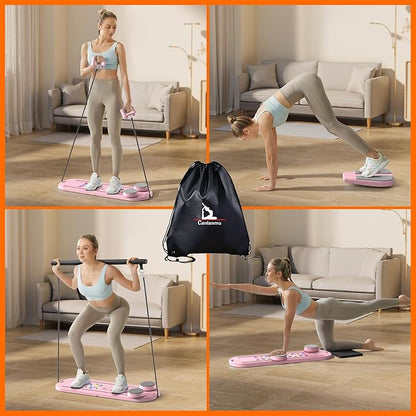 Pilates Board,Multifunctional Rebound Abdominal Board,Foldable Pilates Reformer Set, Ab Core Trainer Machine,Ab Exercise Board,Abs Workout Equipment for Women Home Gym Equipment