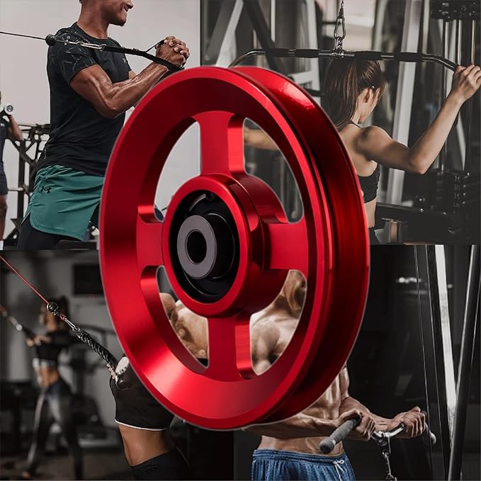 Pulley system for home gym, Aluminum GYM Pulley Wheel Universal Aluminum Alloy Bearing Pulley Wheel for Cable Machine Gym Equipment Part Garage Door