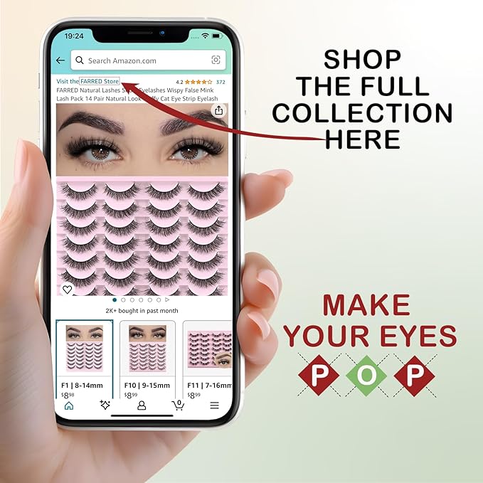 FARRED Cat Eye Lashes Short Natural Eyelashes 15mm Fluffy Wispy Strip Eyelash 14 Pairs Cute Natural Fake Lashes Packs Small Full pestañas Set (F10 | 9-15mm)