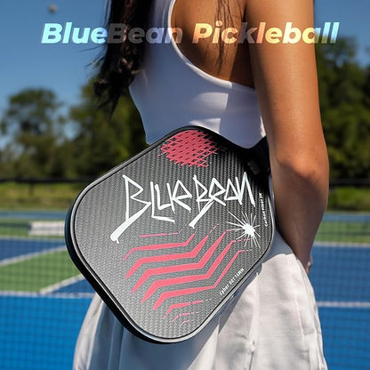 Pickleball Paddles,USAPA,Carbon Fiber Pickleball Paddle with 16MM Polymer Honeycomb Core Provides Lighter Weight&Higher Grit&Spin,Engineered for Professional Players,BlueBean