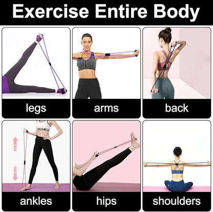 Figure 8 Fitness Resistance Bands with Handles, Exercise Elastic Bands for Women Arm Shoulder Back Leg Chest Stretch, Workout Equipment for Yoga, Pilates, Physical, Therapy, Home Gym Fitness, 3 Pack