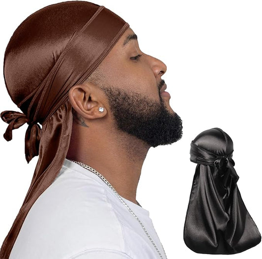 ForceWave 2 Pieces Silky Durag Pack for Men Women Waves, Premium Satin Deluxe Du-rag