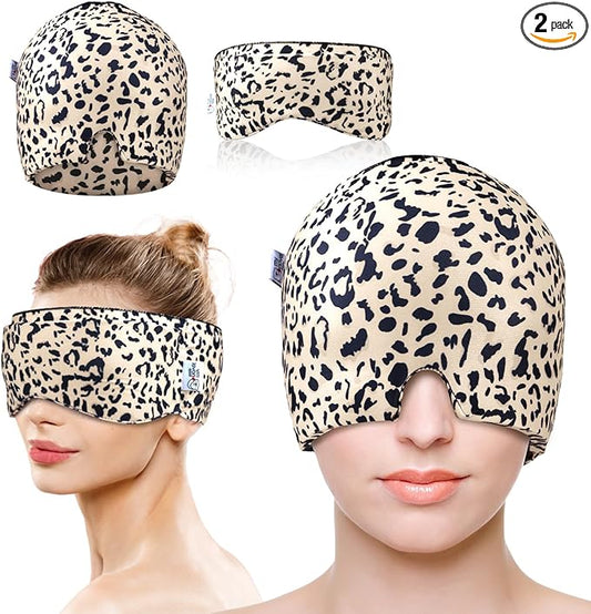 Migraine Relief Cap, Gel Cooling Eye Mask, Cooling Gel Relief 2 Pack Set, Hot/Cold Therapy, Natural Relief Cap, Instant Headache Relief, for Sinus, Puffy Eyes,Tension, Stress Relief