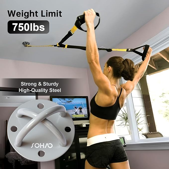 Wall Ceiling Mount Bracket for Suspension Straps, Aerial Yoga Swing & Hammock, Gymnastic Rings, Boxing Punching Bags, Body Strength Gym Equipment and Battle Ropes
